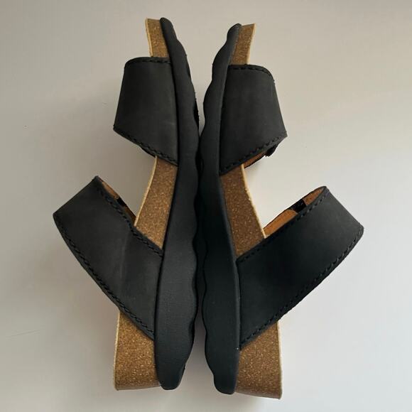 Dansko Maddy Wedge Sandals Nubuck Leather Slip-On Comfort Black Size 40/9.5-10 - Picture 6 of 12